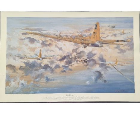 WW2 Colour Print Titled Scheherazade by Tim Fisher. Measures 27x18 inches appx. Good Condition. All autographs are genuine ha