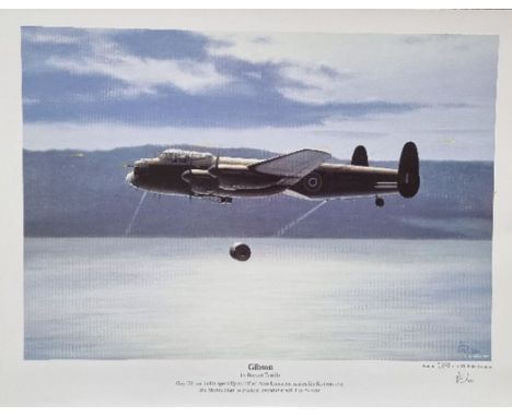 WW2 Colour Print Titled Gibson by Robert Tomlin. Limited 288 of 500. Signed in Pencil By Robert Tomlin the artist. Measures 1