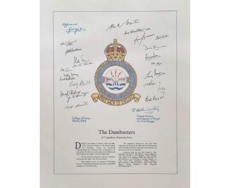 WW2 Colour Print Titled The Dambusters 617 Squadron, Royal Air Force, College of Arms 1944 Chester Herald and Inspector of Ro