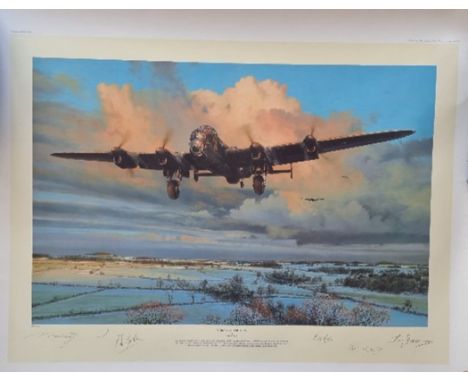 WW2 Colour Print Titled Strike and Return by Robert Taylor. Limited 288 of 400. Multi Signed in Pencil by Robert Taylor the A