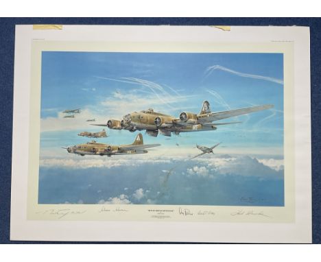 WW2. 5 signed Robert Taylor colour print titled Return From Schweinfurt. Signed in pencil by Robert Taylor, Generalleutnant A