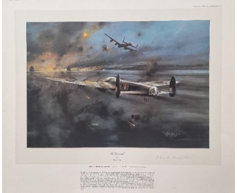 WW2 Colour Print Titled The Dambusters by Robert Taylor Signed by Air Marshal SIR Harold (Mick) Marten, KCB, DSO, DFC, AFC. M