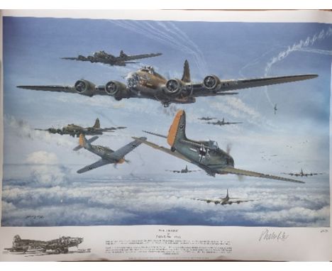 WW2 Colour Print Titled Final Encounter by Philip E West. Limited 221 of 350. signed in Pencil by Philip West the Artist. Mea