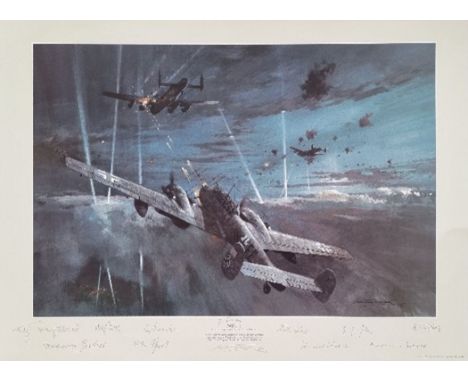 WW2 Colour Print Titled NJG 1 by Michael Turner. Limited 80 of 750. Multi Signed in Pencil by Michael Turner The Artist and 1