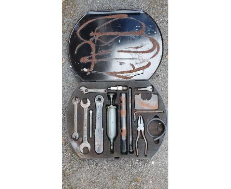 A Jaguar Mk II tool kit, in metal case, lacking one spanner and Girling tin. 