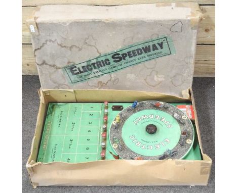 A vintage electric speedway racing game, 49 x 30cm, boxed