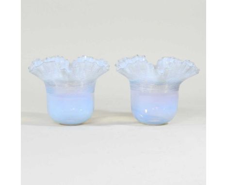 A pair of vaseline glass light shades, aperture 3cm (2)