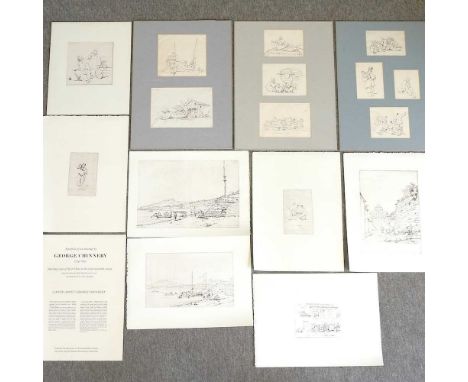 George Chinnery, 1774-1852, ten studies, pen and wash on paper, mounted, together with a portfolio of drawings, depicting sce