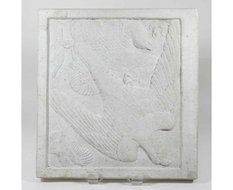 Rosamund Mary Beatrice Fletcher 1908-1993, The Marauder, unsigned, low relief carving on Portland stone, 36 x 38cm. Bearing a