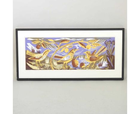 ARR Mark Hearld, b1974, Thrushes and Crab Apples, signed and numbered 43/95, lithograph, 25 x 69cm