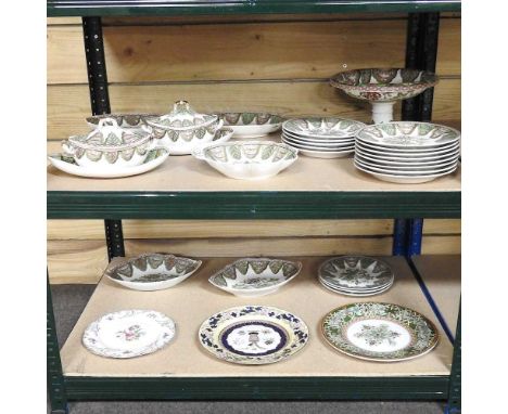 A 19th century Spode botanical part dessert service, to include comports, together with a small collection of Staffordshire c