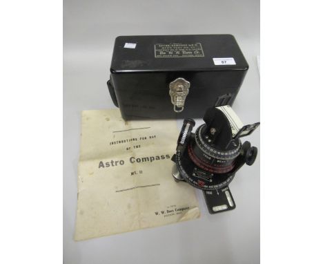 World War II American Astro compass mark II, in original box by the W.W. Boes & Co. 