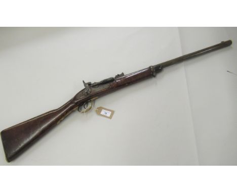 Sneider Enfield carbine rifle, possibly Canadian with a mahogany stock, 37.75ins longAll moving parts are working. No missing