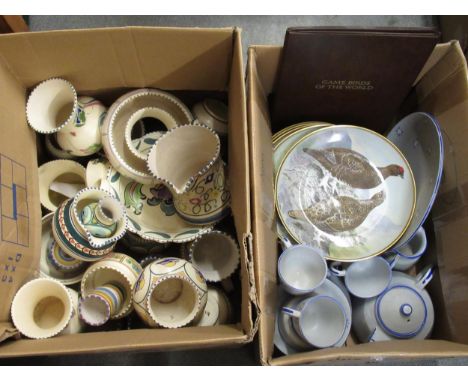 Honiton pottery teaset and other miscellaneous items of Honiton pottery, together with a set of Franklin porcelain ' Game Bir