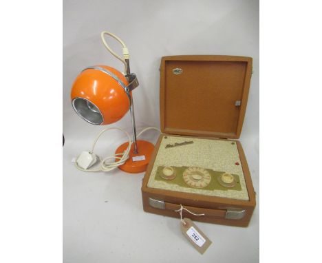 Sky Countess portable radio circa 1950's, together with a 1970's chrome and orange painted desk lamp 