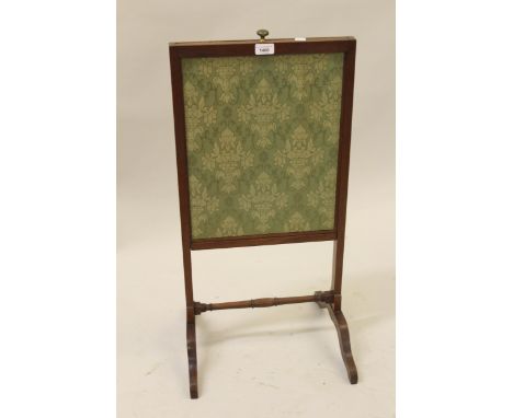 19th Century mahogany firescreen with rising linen panel 