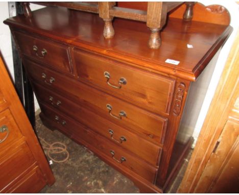 Reproduction pine chest of two short and three long drawers 