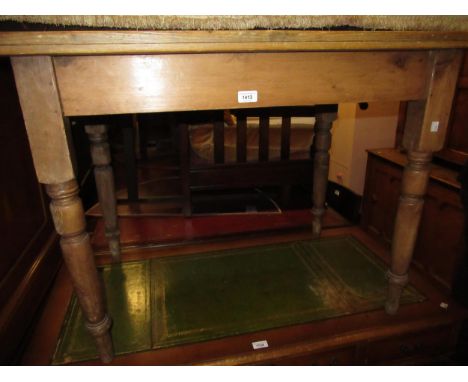 Stripped pine table and a small cupboard, together with an 18th Century rectangular oak single drop leaf hall table, on bobbi