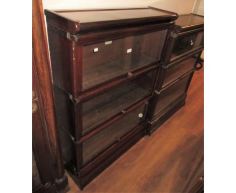 Globe Wernicke mahogany three section bookcase, with glazed doors and knob handles 