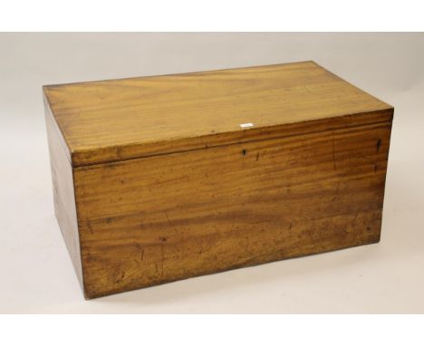 19th Century camphor wood rectangular trunk, 42ins wide x 22.5ins deep x 20ins high 