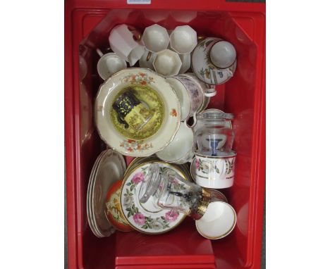 Royal Worcester Royal Garden pattern tea service, a Crown Staffordshire porcelain beaker with silver holder and a quantity of