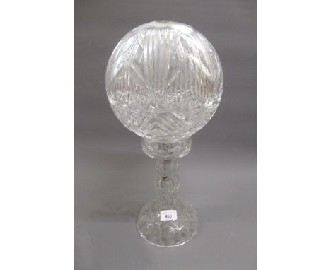 20th Century cut glass table lamp with a ball form shade 