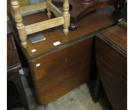 19th Century mahogany rectangular drop-leaf dining table on turned fluted supports, 41ins wide together with an Edwardian bee