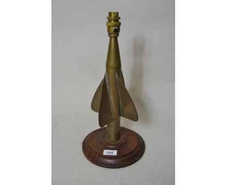 T. Walker & Sons brass ship's log spinner, later converted to a table lamp on a circular oak base 