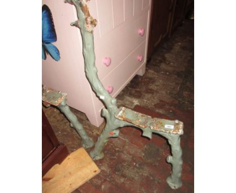Pair of 19th Century heavy cast iron branch form garden bench endsNo damage to cast, iron fixing etc just need sand blasting.