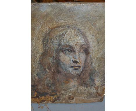 18th / 19th Century East European or Russian school oil on panel, an indistinct head and shoulder portrait (for restoration),