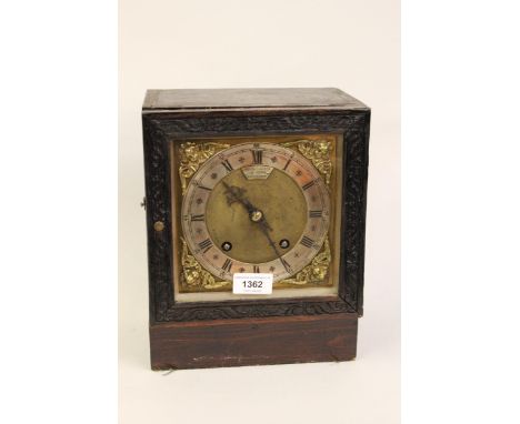 Oak cased two train mantel clock signed Robinson & Co., The Square, Shrewsbury 