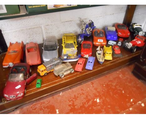 Shelf of model cars to include di-cast