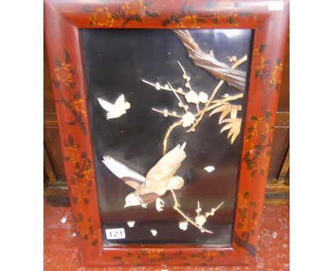 Oriental mother-of-pearl bird & bamboo picture