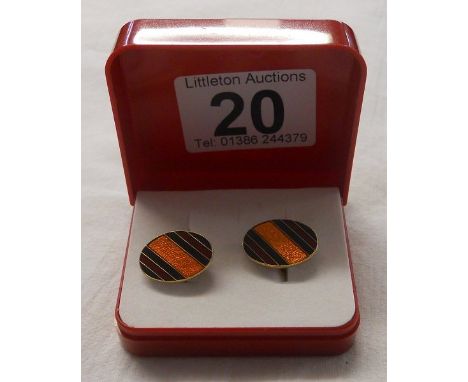 Pair of silver & enamel cufflinks