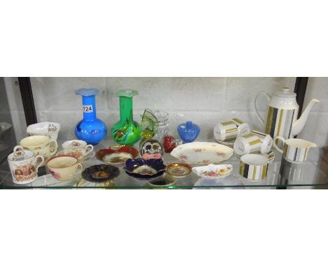 Shelf of china and glass to include Midwinter & Limoges etc.