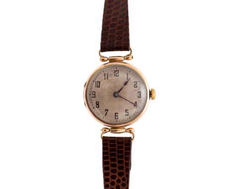 Rolex, a 9ct gold Rolex wristwatch, circa 1929, 2cm circular engine turned silvered dial with Arabic numerals, signed to the 