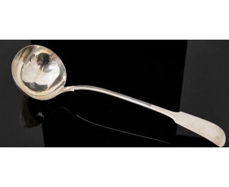 A Victorian Scottish silver ladle, fiddle pattern, James Howden and Co, Edinburgh 1839, with George IV duty mark, 33cm long, 