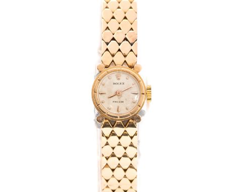 Rolex, a circa 1960's lady's 18ct gold Rolex Precision bracelet wristwatch, 1.5cm circular dial with dot and dagger numerals,