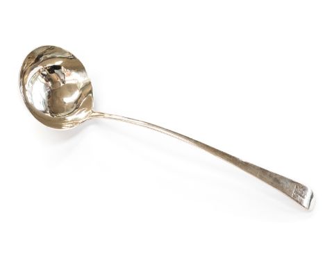 A George III silver Old English pattern soup ladle, John Lampfort, London 1772, 3.88ozt 