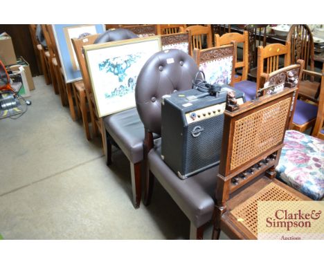 Two button back upholstered bedroom chairs