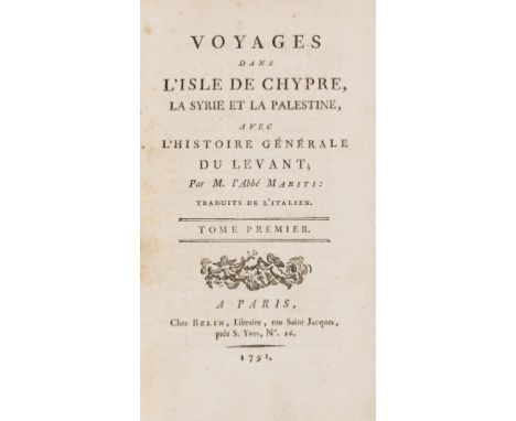 NO RESERVE Levant.- Mariti (Giovanni) Voyages dans l'Isle de Chypre, la Syrie et la Palestine, 2 vol., first edition in Frenc