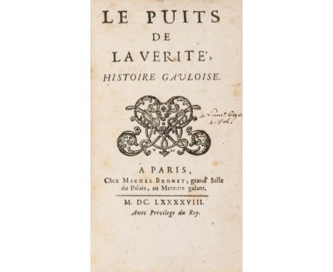 Fresny (Charles du) Le Puits de la Verité, Histoire Gauloise, first edition, title with woodcut ornament, woodcut head- and t