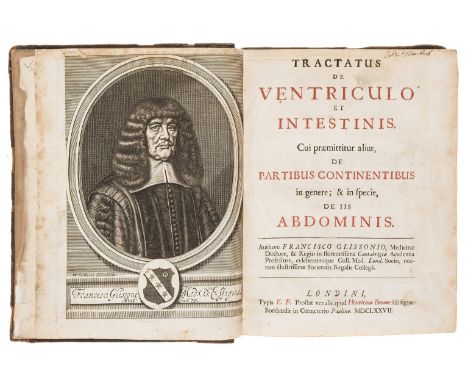 Medicine.- Glisson (Francis) Tractatus de ventriculo et intestinis, first edition, title in red and black, engraved frontispi