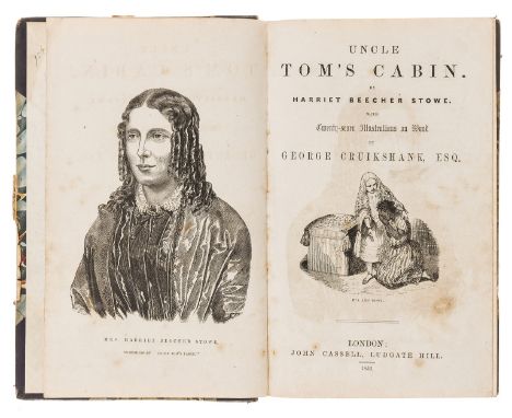 Stowe (Harriet Beecher) Uncle Tom's Cabin, ?first English edition, wood-engraved portrait frontispiece, vignette title, plate