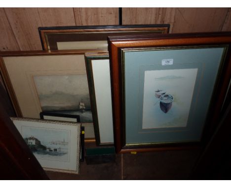 A pencil signed coloured print "Still waters"; together with a watercolour study of a mountainous landscape; a 19th Century c