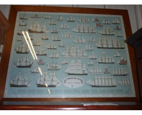 A large oak framed boating print "Sails Through The Centuries"
