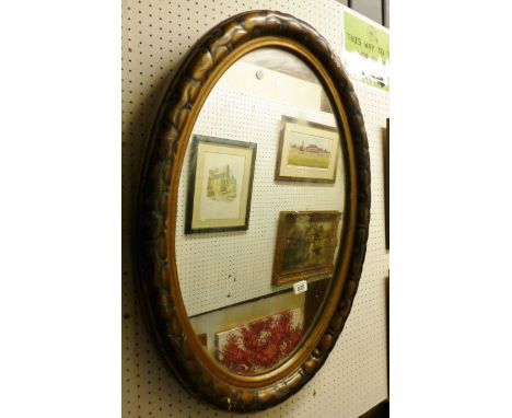 Vintage wood and gesso framed oval mirror