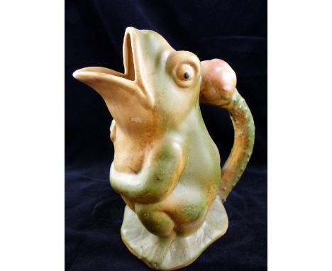 Antique ceramic frog jug, H: 24 cm