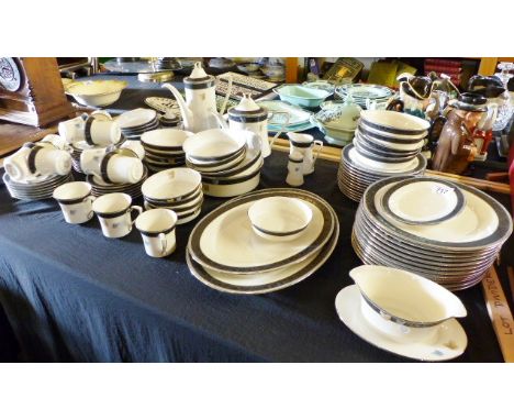 Noritake dinner and coffee set in Enchanteur design featuring butterflies with grey border. No 7701. 100 pieces