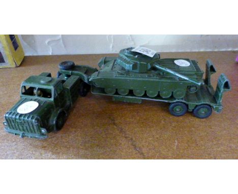 A Dinky Supertoys Tank transporter 650 and Dinky Centurian Tank 651